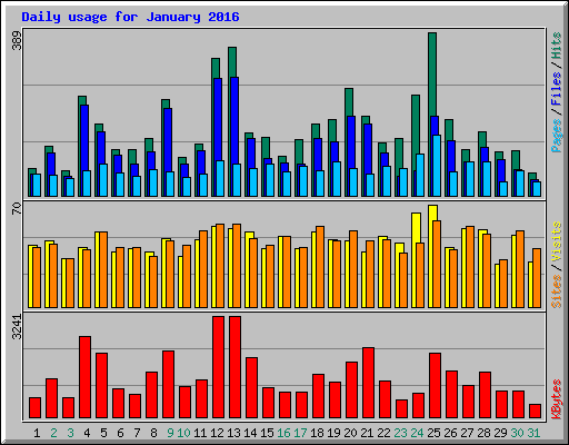 Daily usage for January 2016