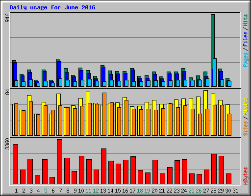 Daily usage for June 2016