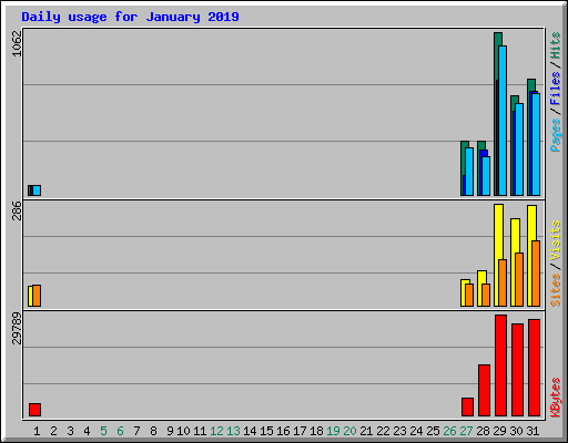 Daily usage for January 2019