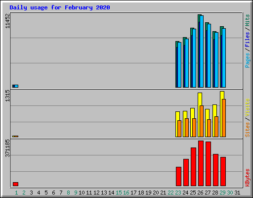 Daily usage for February 2020