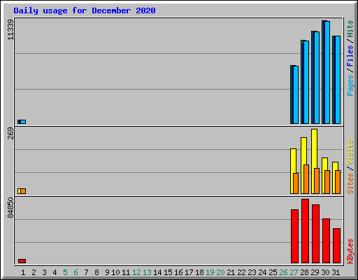 Daily usage for December 2020