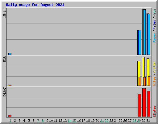 Daily usage for August 2021