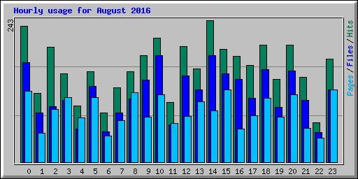 Hourly usage for August 2016